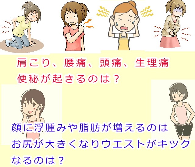 肩こり、腰痛、頭痛、生理痛、便秘が、どうして起きるのか？