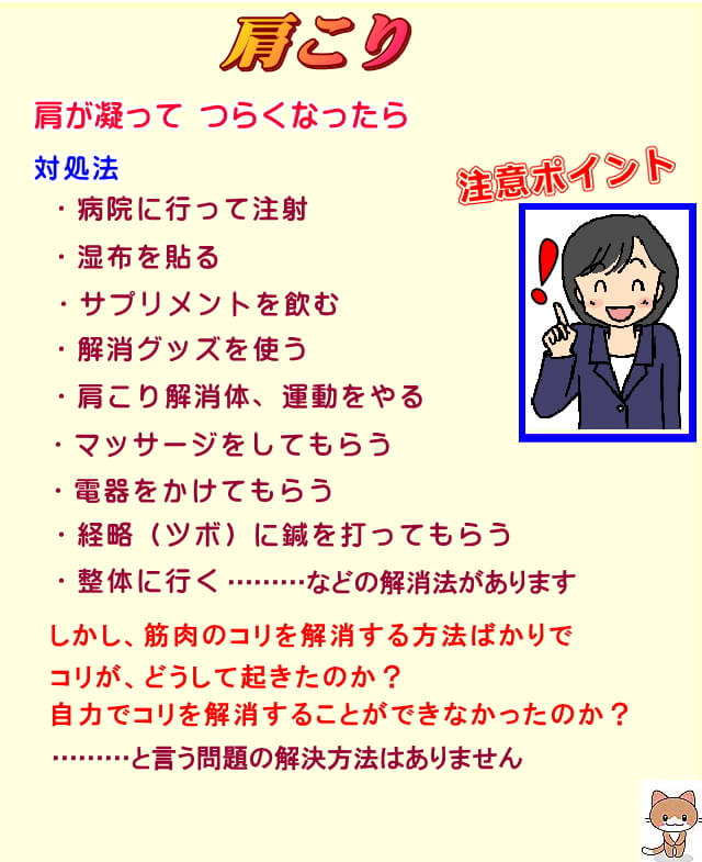 筋肉のコリが、どうして起きるのか？　自力で解消することができないのか？が問題ですね